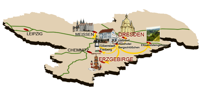 Mittelsachsen zwischen Dresden, Freiberg, dem Elbsandsteingebirge und dem Erzgebirge